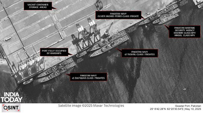 Satellite images show Pak Navy in a defensive posture during Op Sindoor escalation
After May 6–7 strikes on terror-linked sites, maritime activity in Karachi and Gwadar stayed limited
What this shows: real movement often differs from public rhetoric in conflict zones
Do visuals
