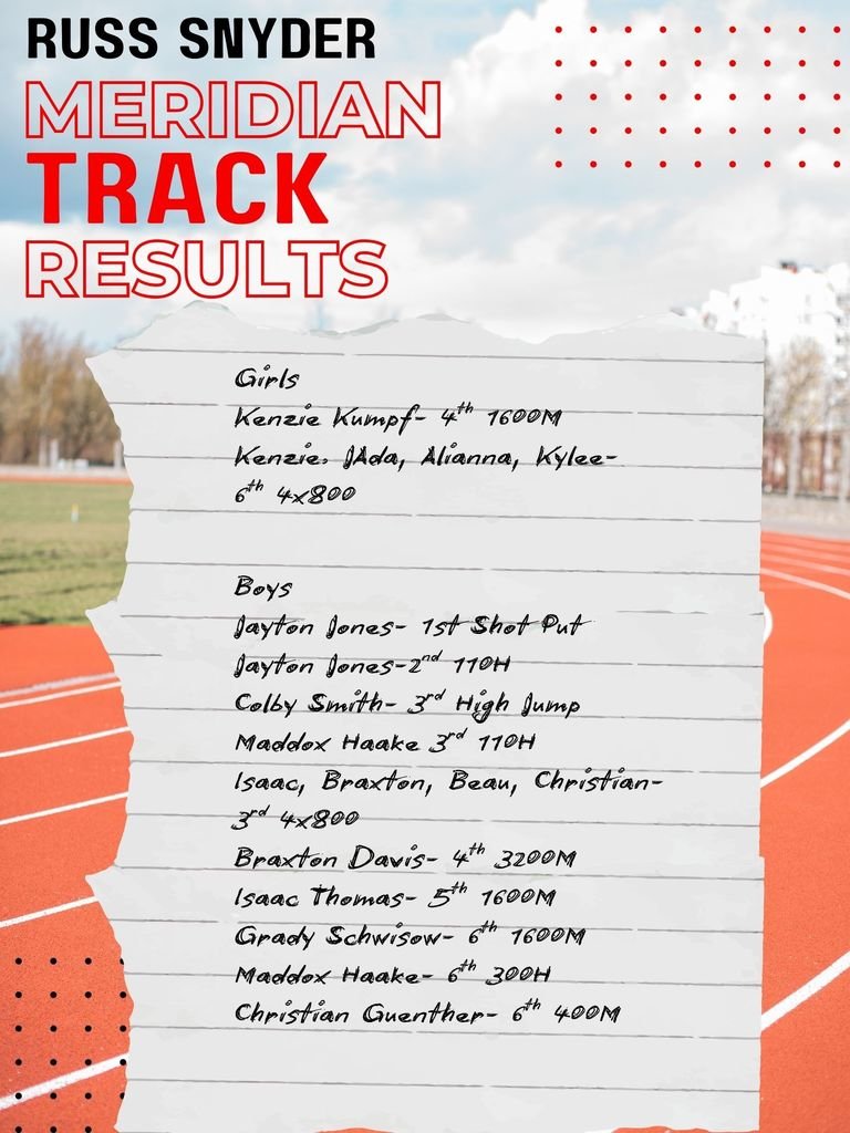 MeridianMustang's tweet photo. Russ Snyder Track Results https://t.co/N8LjS56XwX