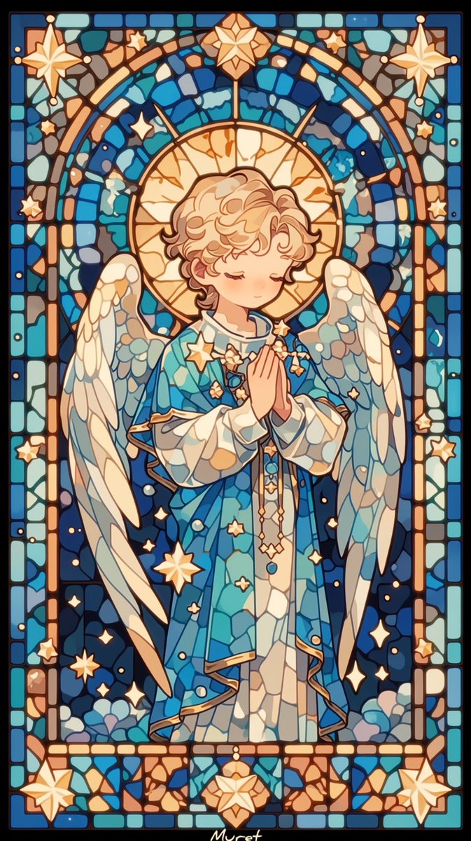 天使の祈り🪽✴︎ Angel's prayer #AIステンドグラスアート #muretart