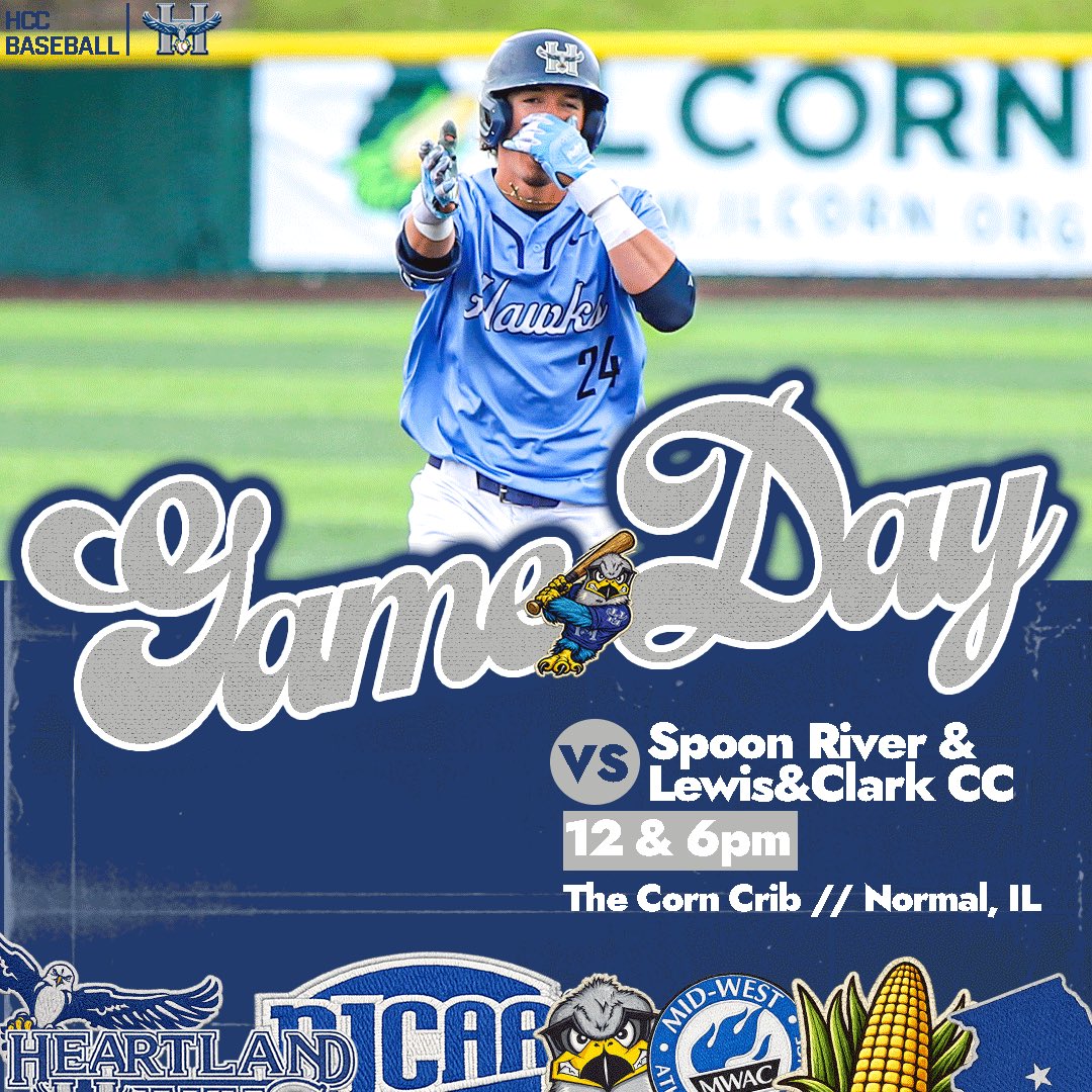 HCC_Hawks's tweet photo. First Day of Post Season 👏🏼🦅
Hosted By the Hawks @ The Corn Crib 🌽🏟️

Game One
🆚 Spoon River College
⏱️ 12:00 PM

Game Two 
🆚 Lewis &amp; Clark Community College
⏱️ 6:00 PM

#WingsOut https://t.co/uCVcLTozUr