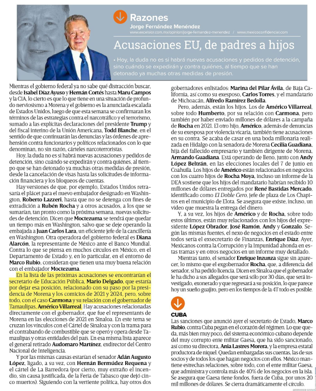 No se distraigan, las acusaciones alcanzan a políticos y a sus hijos <a href="/J_Fdz_Menendez/">Jorge Fernández Menéndez</a>