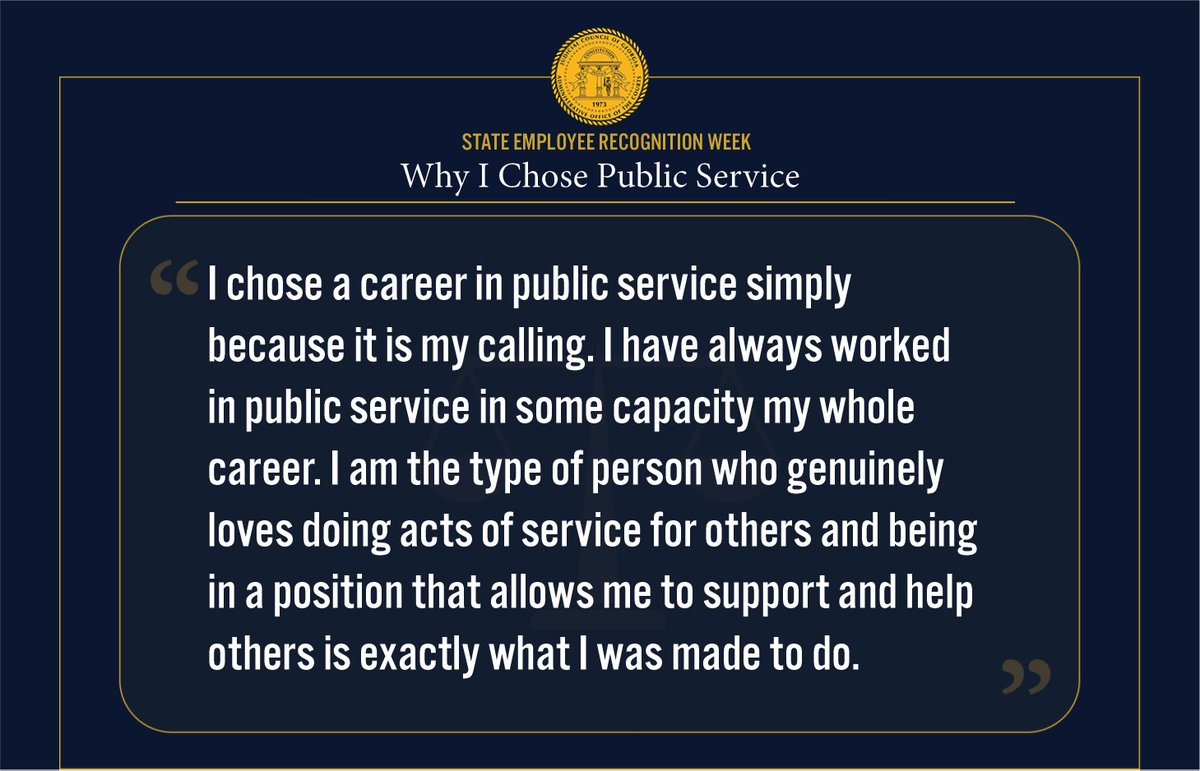 GACourts's tweet photo. For #StateEmployeeRecognitionWeek 2026, we asked our team why they chose a career in public service. Our staff’s dedication to supporting Georgia’s courts is why we’re proud to serve at the Judicial Council of Georgia/Administrative Office of the Courts. #SERW #PSRW https://t.co/r9oyJJwxz0
