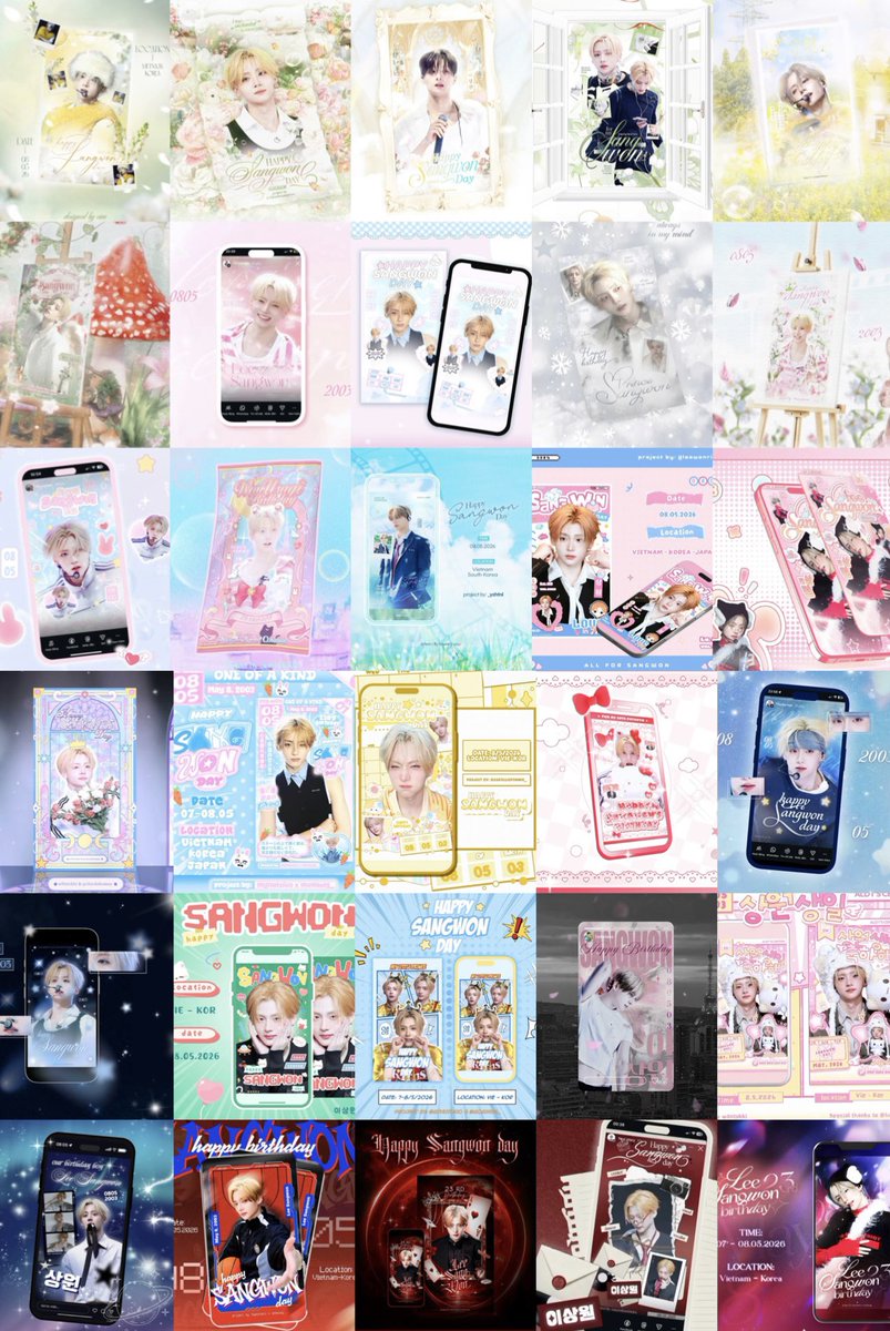 2026 sangwon's birthday projects ♥︎‧₊˚
― a rough summary 

103+ birthday cafe events across asia, south asia, and america, countless photobooth events, kakaotalk banner and weidian open-screen ad support, 134 screen posters on seoul subway digital escalators, megavision red