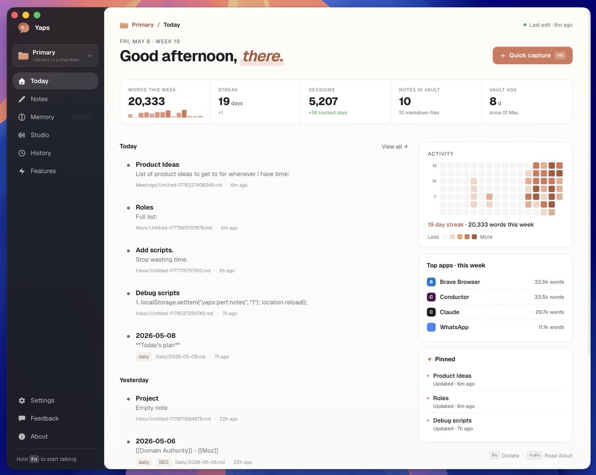 Pushing this harder, working more and more at the intersect between note taking, offline dictation and knowledge graphs, etc. 

Keeping everything markdown powered as well - So it easily integrates with other markdown-based tooling.

But more importantly, that plus the MCP/CLI,