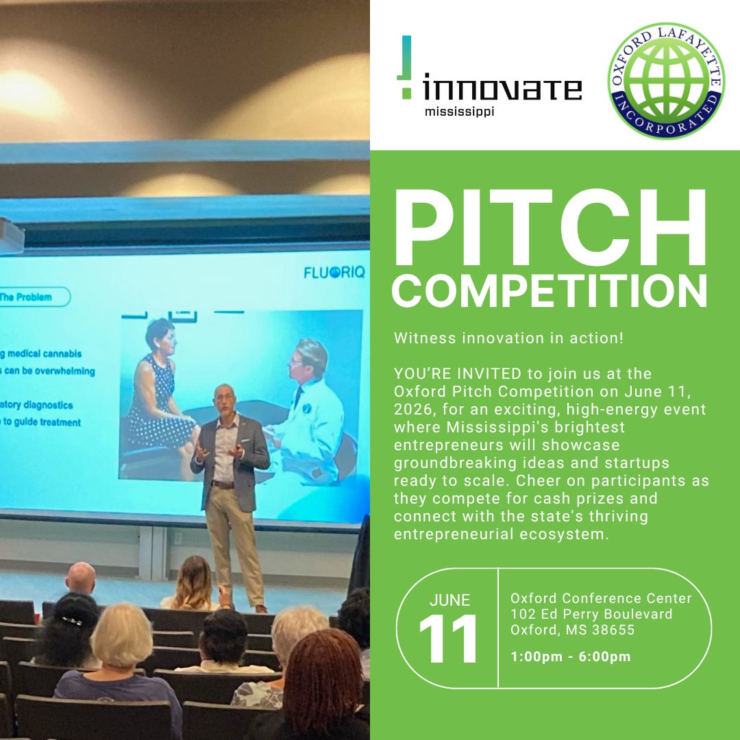 InnovateMS's tweet photo. Now’s your chance to showcase it. Step into the spotlight at the Oxford Pitch Competition—and compete to WIN funding to take your idea even further. Application deadline May 13th.

To learn more and apply https://t.co/VthYoEdP1a https://t.co/7uFgWrn5iz