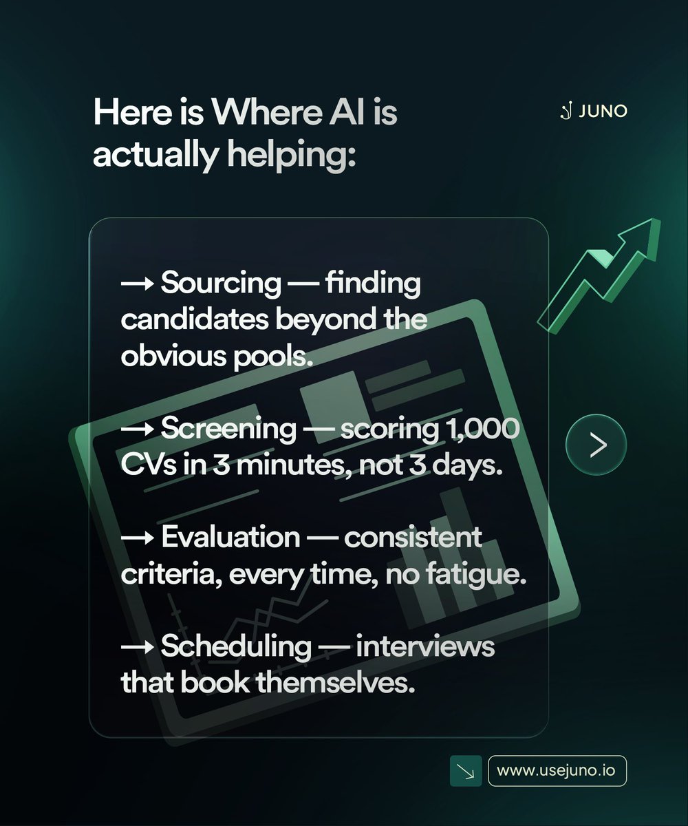 usejuno_io's tweet photo. Top candidates don’t wait around anymore.
While you’re reviewing CVs, someone else is sending the offer. 

Juno helps hiring managers and founders move faster without sacrificing quality.

👉 Click the link in bio and try Juno now

#AIRecruitment #SmartHiring #HRTech #HireFaster https://t.co/Y6kYZpmyRW