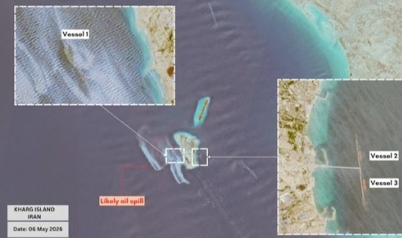 🚨 The Islamic Republic is currently committing an irreversible environmental catastrophe.🚨

Confirmed satellite imagery reveals massive oil slicks off Kharg Island. Due to full storage from blockades, the regime is DELIBERATELY dumping excess crude oil straight into the Persian