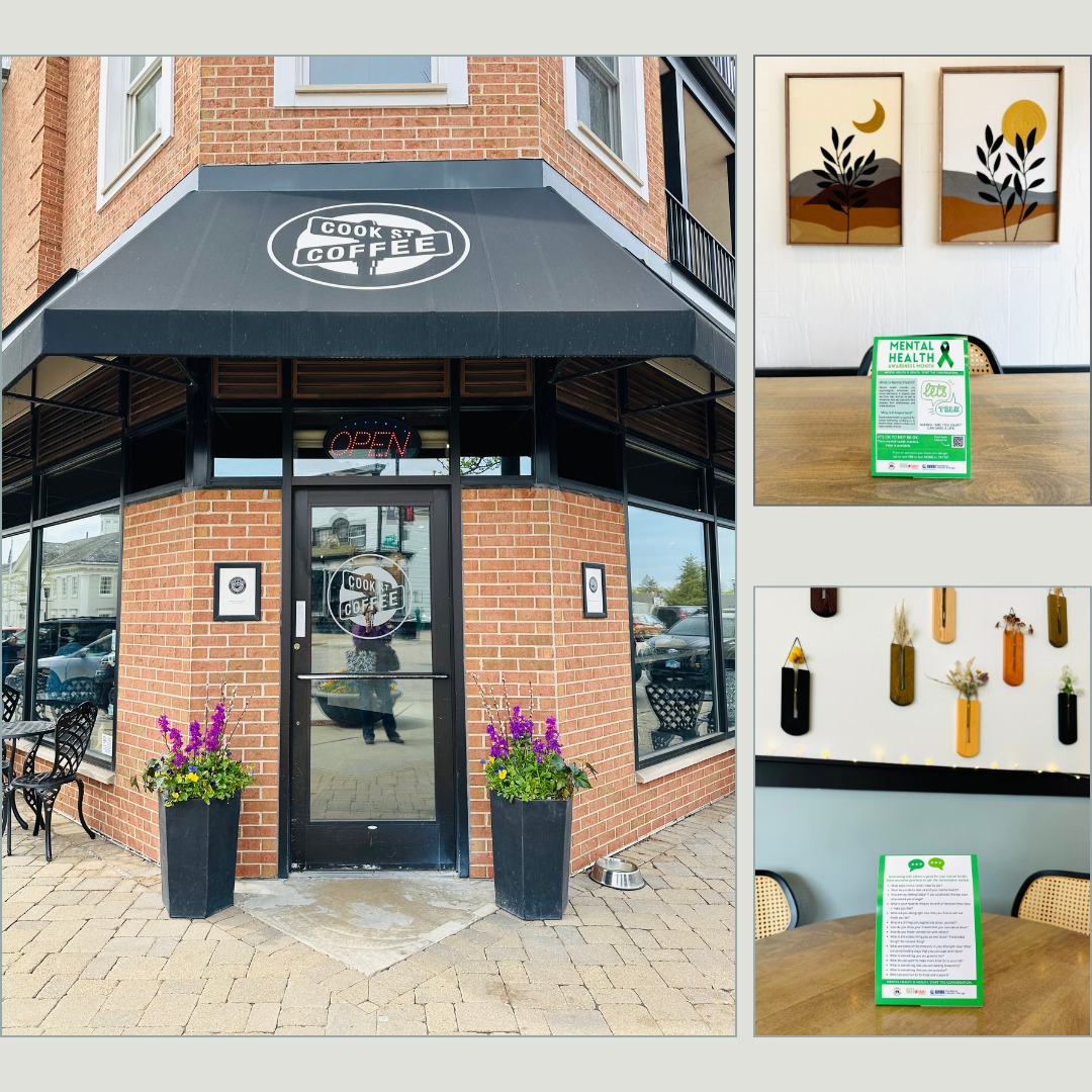 TogetherBstrong's tweet photo. Thank you to Cook Street Coffee for joining BStrong Together, BYFS and NAMI Northwest Suburbs Chicago in our mission to foster conversation during May Mental Health Awareness Month.

Be sure to stop by for a cup of coffee &amp; start a conversation with our Questions for Connection. https://t.co/ICGABToyMI