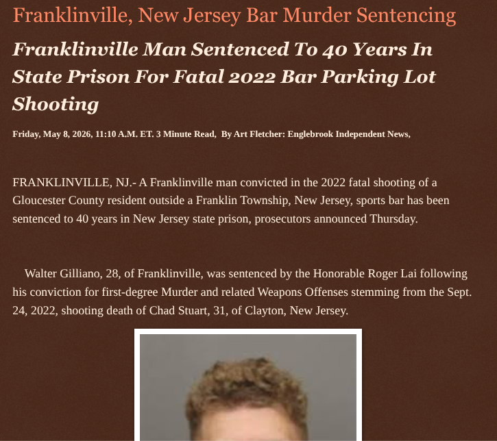 ArtFletcher9's tweet photo. Franklinville, New Jersey Bar Murder Sentencing https://t.co/GQQohNekTH via @Englebrooknews #NewJersey #CrimeNews #GloucesterCountyNJ #FranklinvilleNJ #StatePrison #SportsBar #Fatal #Shooting #MurderCase @wireless_step @HRG_Media @LodiNJNews @fordmb1 @Shannon96574094 @SarahGeving1 @DanCook26214426 @Daytobehappy @janninereid1 @gator4kb18 @TrumpWasRite2 @KathyKbrose @RobGerundo @JimBobW49