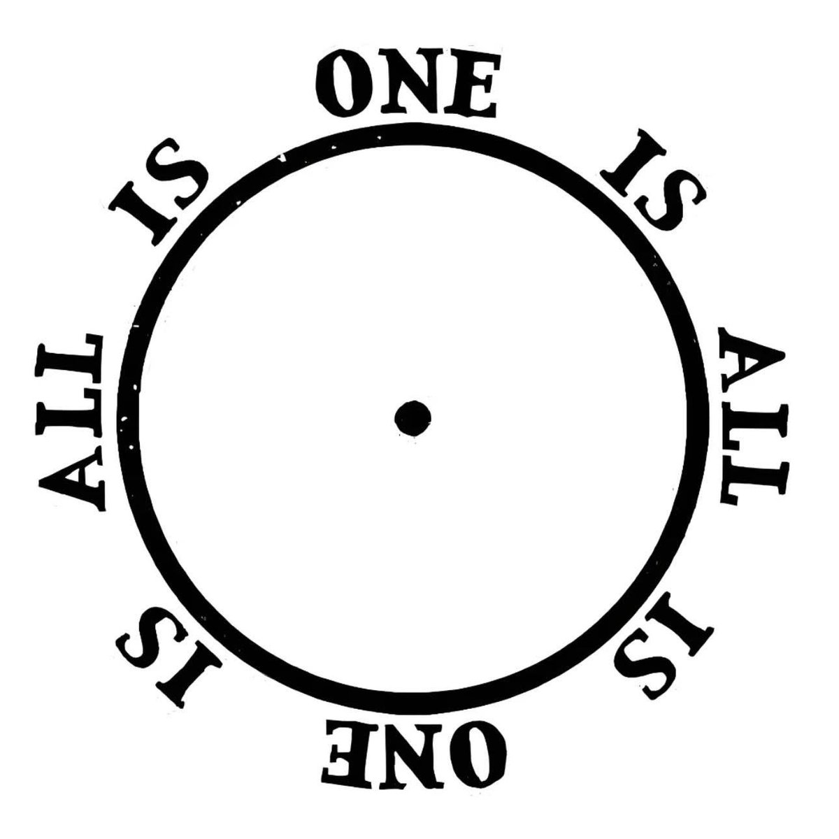 The phrase “All is One, One is All” expresses one of the oldest spiritual and alchemical truths: everything in existence is connected. At the center of the symbol is a single dot, representing the origin, the source, the primordial unity from which all things emerge. The