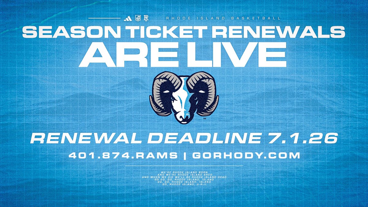 RhodyTickets's tweet photo. 𝗥𝗛𝗢𝗗𝗬🏀 𝗦𝗘𝗔𝗦𝗢𝗡 𝗧𝗜𝗖𝗞𝗘𝗧 𝗛𝗢𝗟𝗗𝗘𝗥𝗦!

Renewals are 𝑳𝑰𝑽𝑬  in your RAM Account! 

Lock in your @RhodyMBB/@Rhody_WBB seats 𝗧𝗢𝗗𝗔𝗬 or reserve a spot in the queue to select seats this summer! #GoRhody🐏🎟️

𝑹𝙖𝒎 𝑨𝙘𝒄𝙤𝒖𝙣𝒕: https://t.co/T89jGseb10 https://t.co/sjantpTs66