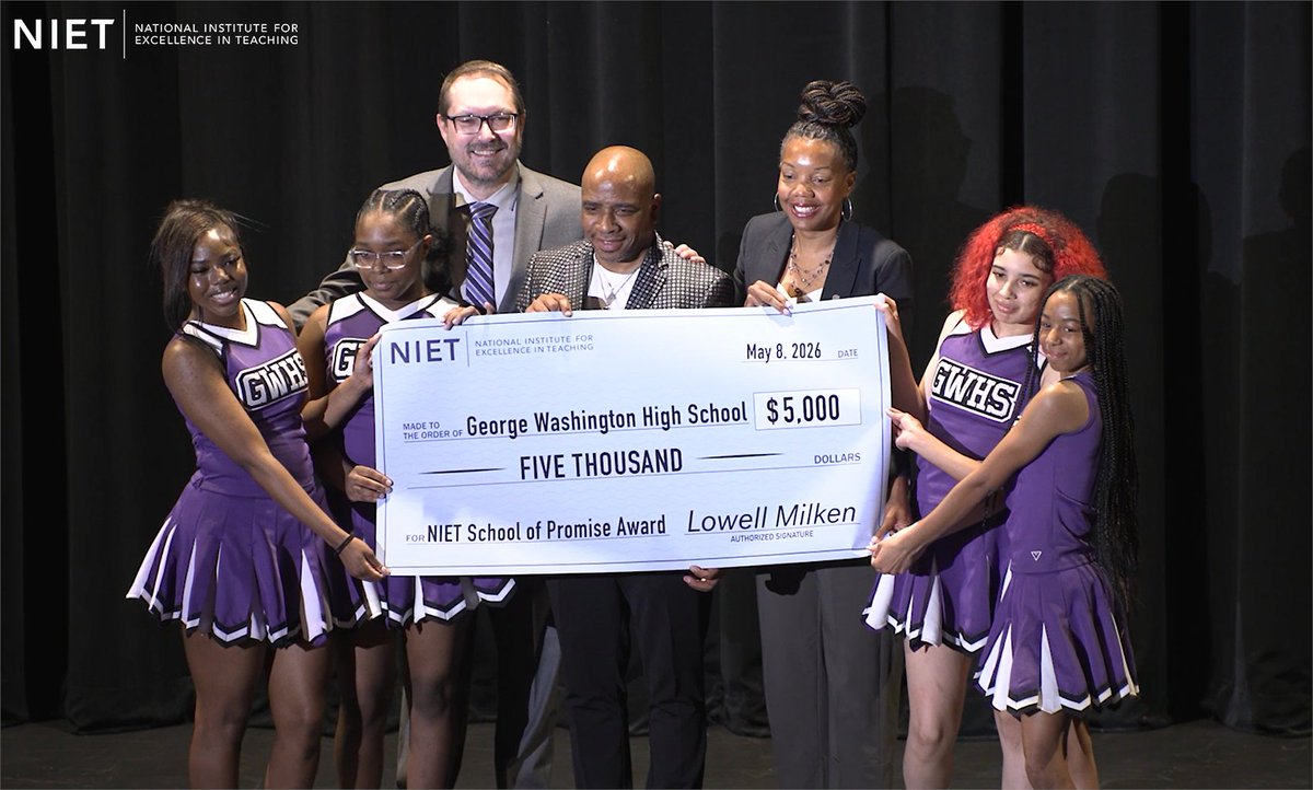 NIETteach's tweet photo. George Washington HS in Indiana is a NIET School of Promise! 🎊 Let's celebrate the achievements of student and staff which included raising their graduation rate and increasing student math scores on the SAT. Great job and congratulations! #NIET2026 @IPSSchools @GWContinentals https://t.co/ZqUHVJ1TD3