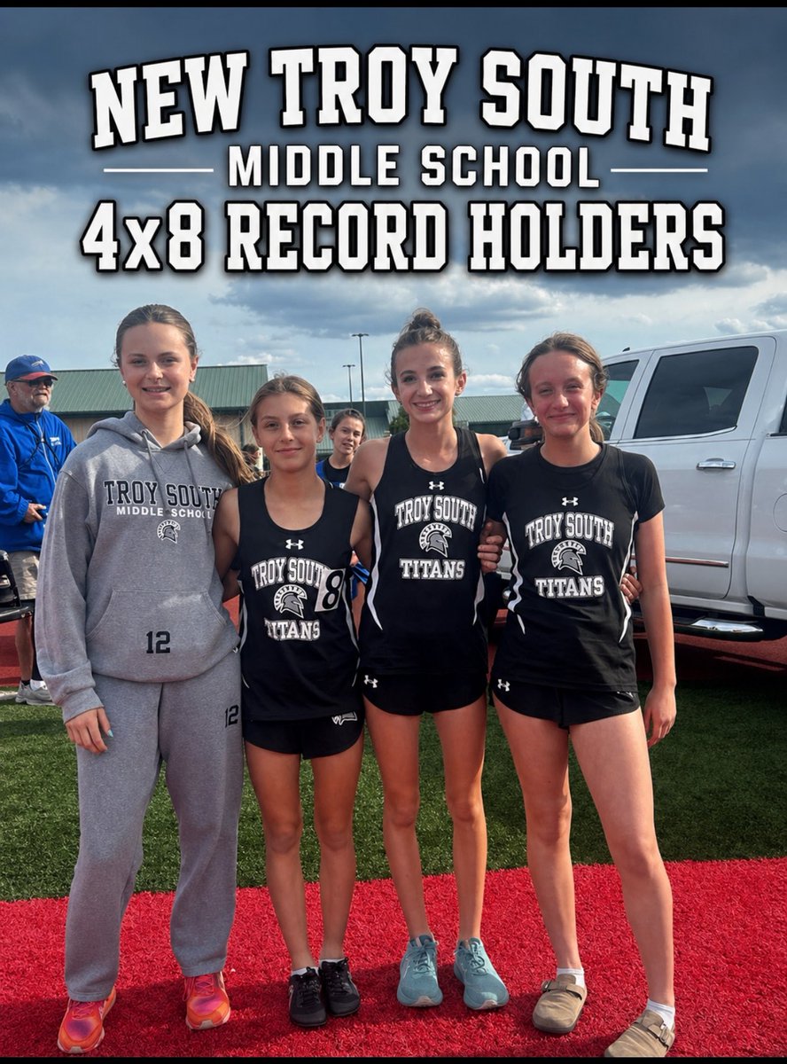 AWohldmann's tweet photo. @MjMarley31003  earned her 3rd middle school record last night in the open 800. 2:32.71. The 4x8 dipped under 11 min to lower their record further! And last week she broke the mile record. All formally held by her talented sister Jocelyn Haynes🔥 https://t.co/kqO0K13BQ4