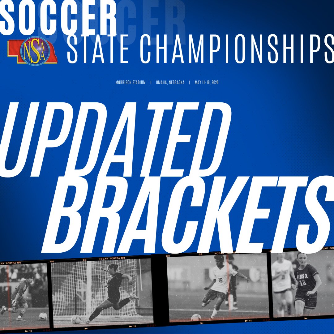 nsaahome's tweet photo. ⚽️ The stage is set. Congrats to the 32 teams that punched their tickets to the 2026 NSAA State Soccer Championships starting on Monday!

🏆 Check out the brackets here: https://t.co/Awk40ozU4u

🎟️ Ticket information can be found here: https://t.co/jquWbS7Mgu

#nebpreps https://t.co/eAyZqRPjxp
