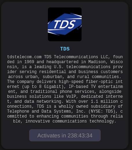 _venarixES_'s tweet photo. El grupo #TheGentlemen #ransomware ha listado en su blog a TDS Telecom 🇺🇸 (@tdstelecom) como posible víctima de un #ciberataque.
#TDSTelecom ofrece servicios de #internet, #televisión y #telefonía...
#NYSE $TDS
Monitorea este incidente en #VenariX ➡️ https://t.co/OW9Te2XdwS
#CyberAttack #InfoSec #telecom #USA #Wisconsin