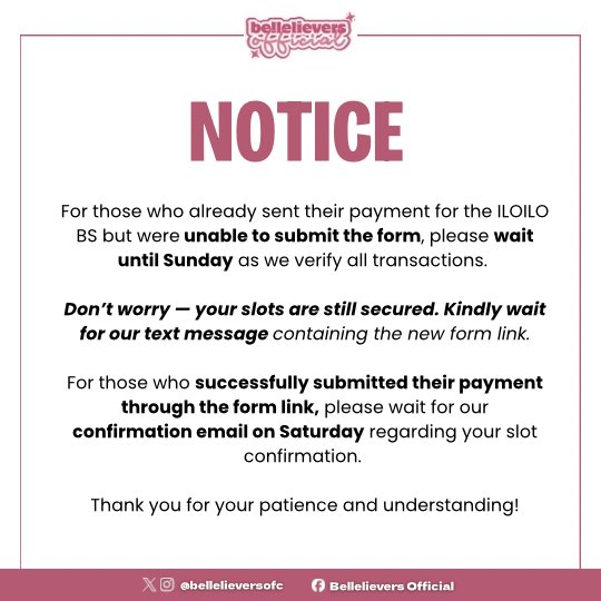ILOILO BLOCKSCREENING NOTICE

Payment forms are currently closed as we verify all transactions tonight.

Thank you for your patience and understanding.
