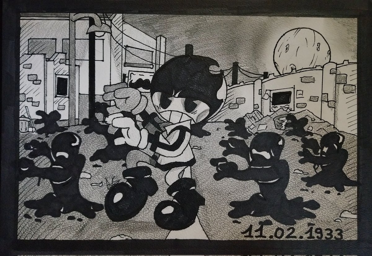 AnimationGamin_'s tweet photo. Under a full moon in 1933, Bendy leads an inky thriller in which the damned dance through hell in perfect rhythm.
@themeatly @Bendy 
#BENDY #Bendyandtheinkmachine #artㅤㅤㅤㅤ https://t.co/NKkN4bQ7Tn