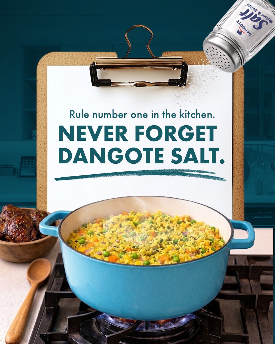 DangoteSalt's tweet photo. Keep Dangote Salt close, because every great meal starts with the right touch.

Never forget the flavour.

#DangoteSalt #OnePinchGoesALongWay https://t.co/lIs2OPO7rq