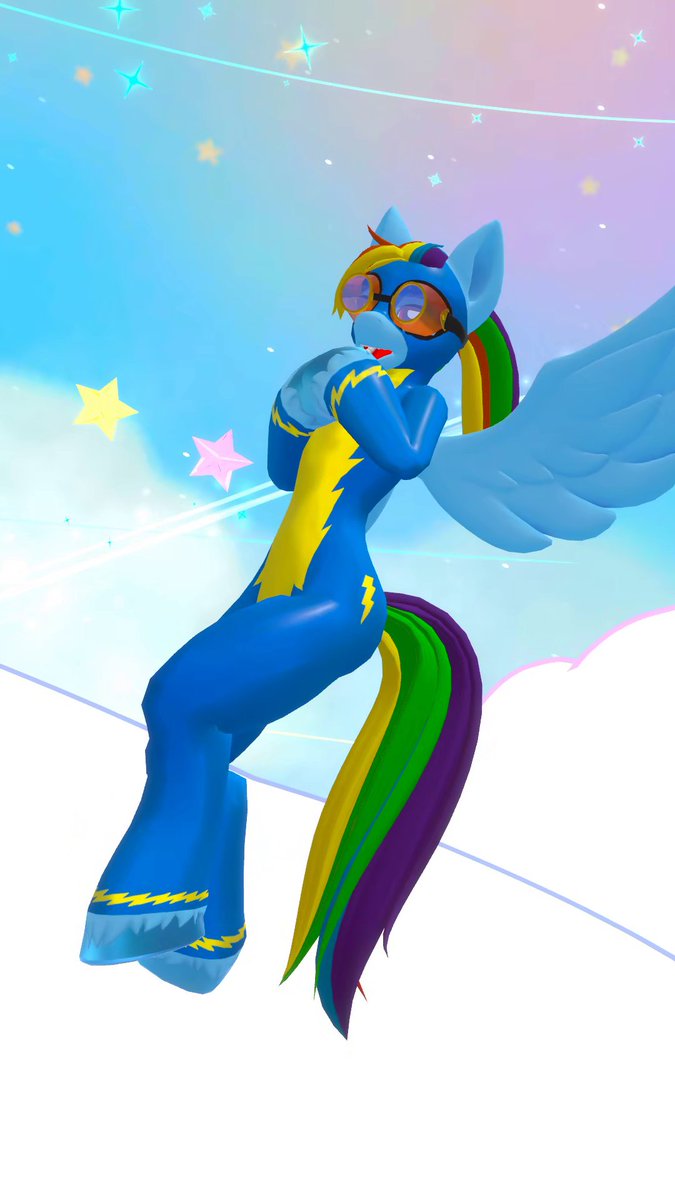 _aoikitsune's tweet photo. As I'm becoming more used to blender and unity, I've tried to adapt again Polycrow's maid dress to VirtualKeni's royal pony model. Still need a bit of work, but at least it fits nicely on myself when I'm Rainbow Dash ;)
I've updated a bit my Wonderbolt outfit as well :) https://t.co/prct3lPJ9J