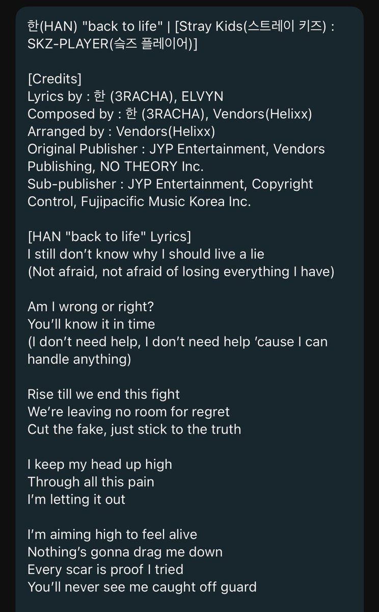 hanmingg's tweet photo. ‘back to life’ LYRICS IN FULL ENGLISH! WRITTEN AND COMPOSED BY HAN! https://t.co/fIlK7C6cpD