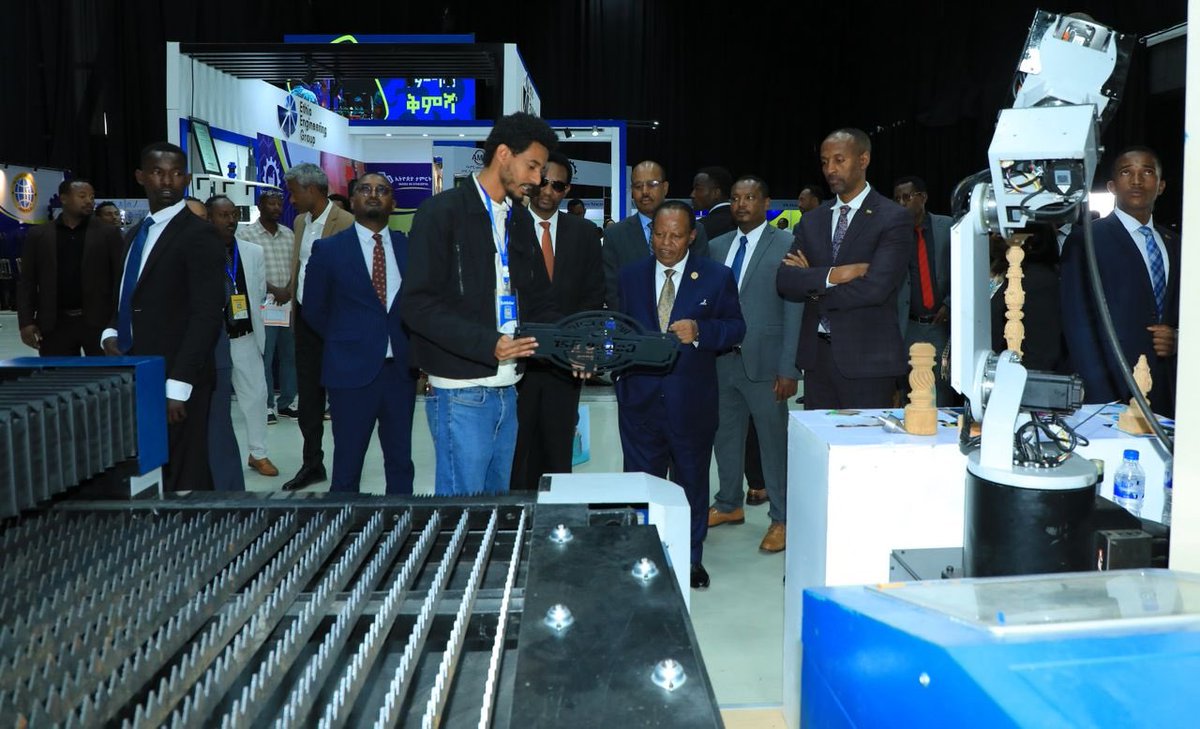 TayeAtske's tweet photo. Visited the “Made in Ethiopia” Expo 2026 organized by the Ministry of Industry. Glad to see machineries produced in #Ethiopia; multi purpose boats, electric vehicles, high-quality construction materials, agro-processed goods, premium leather and textile products and more. https://t.co/d70BnMNRv5