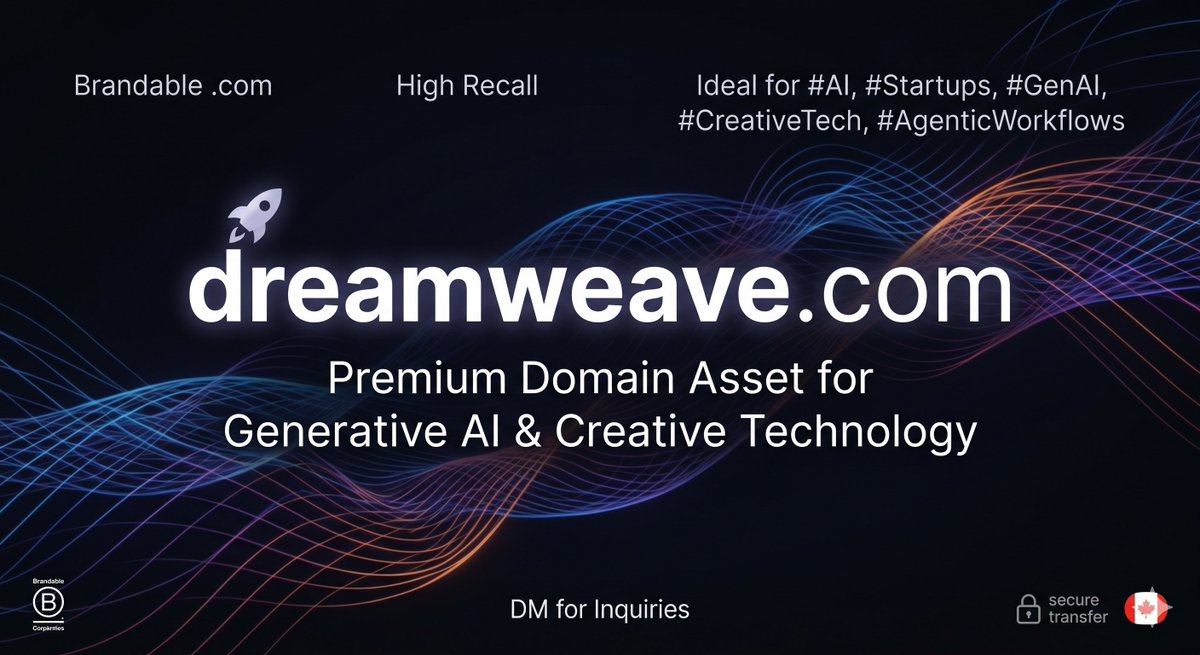 csvedula's tweet photo. Premium Domain for Sale: https://t.co/K5bbziPHw8 🚀

Perfect fit for #GenerativeAI, neural networks, or creative agentic workflows. A rare, high-intent .com that bridges creativity and technology.

Open to serious inquiries. DM for details.

#AI #Startups #DomainNames #SaaS https://t.co/Mh8nmC5rJx