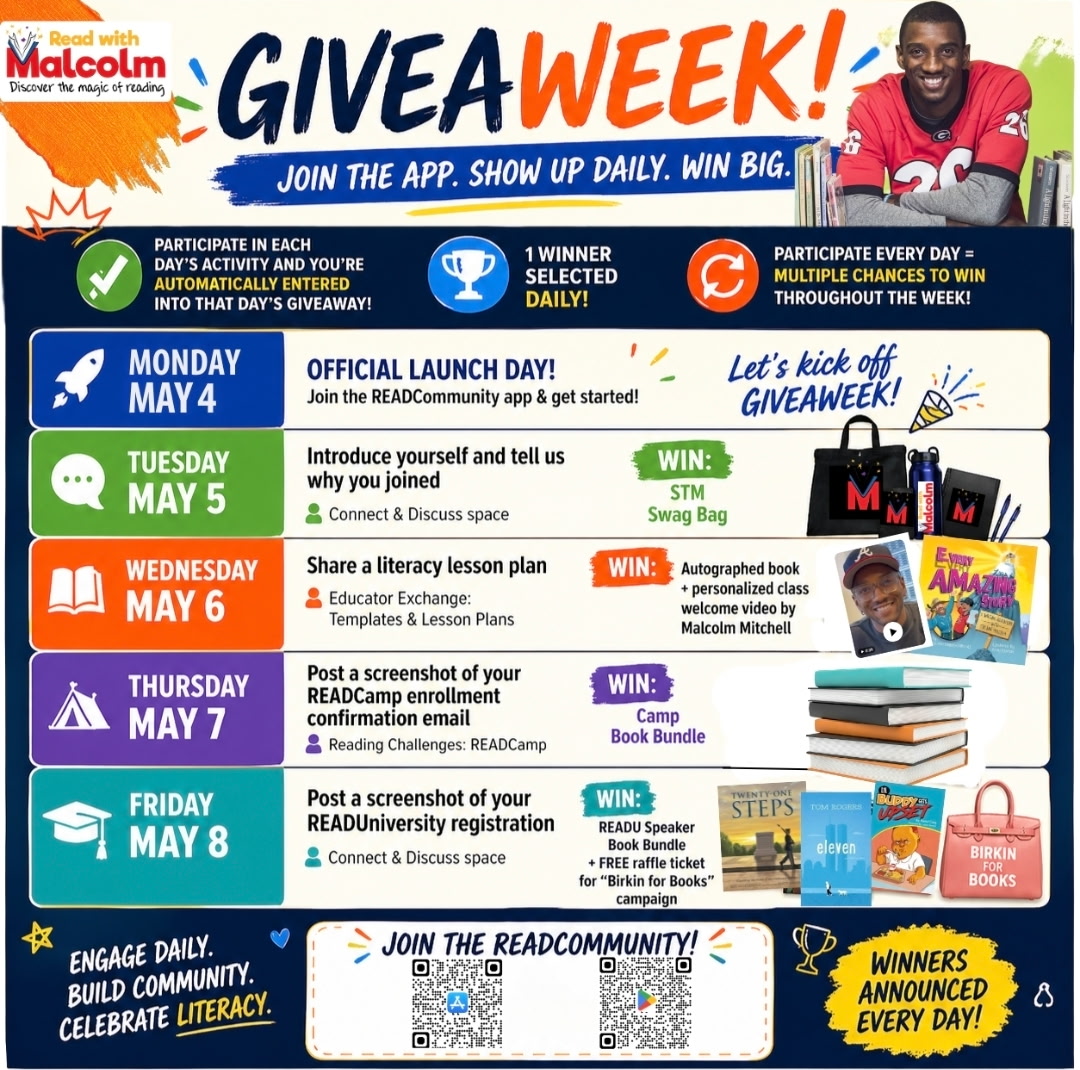 ReadWithMalcolm's tweet photo. Register for READUniversity, our first online symposium on June 25 and be eligible to win a free ($100 value) raffle ticket in our "Birkin for Books" campaign! That allows you the opportunity to win a Birkin handbag AND a Reading Rally for your school. So let's go! Get in now! https://t.co/wspXTFZHQm