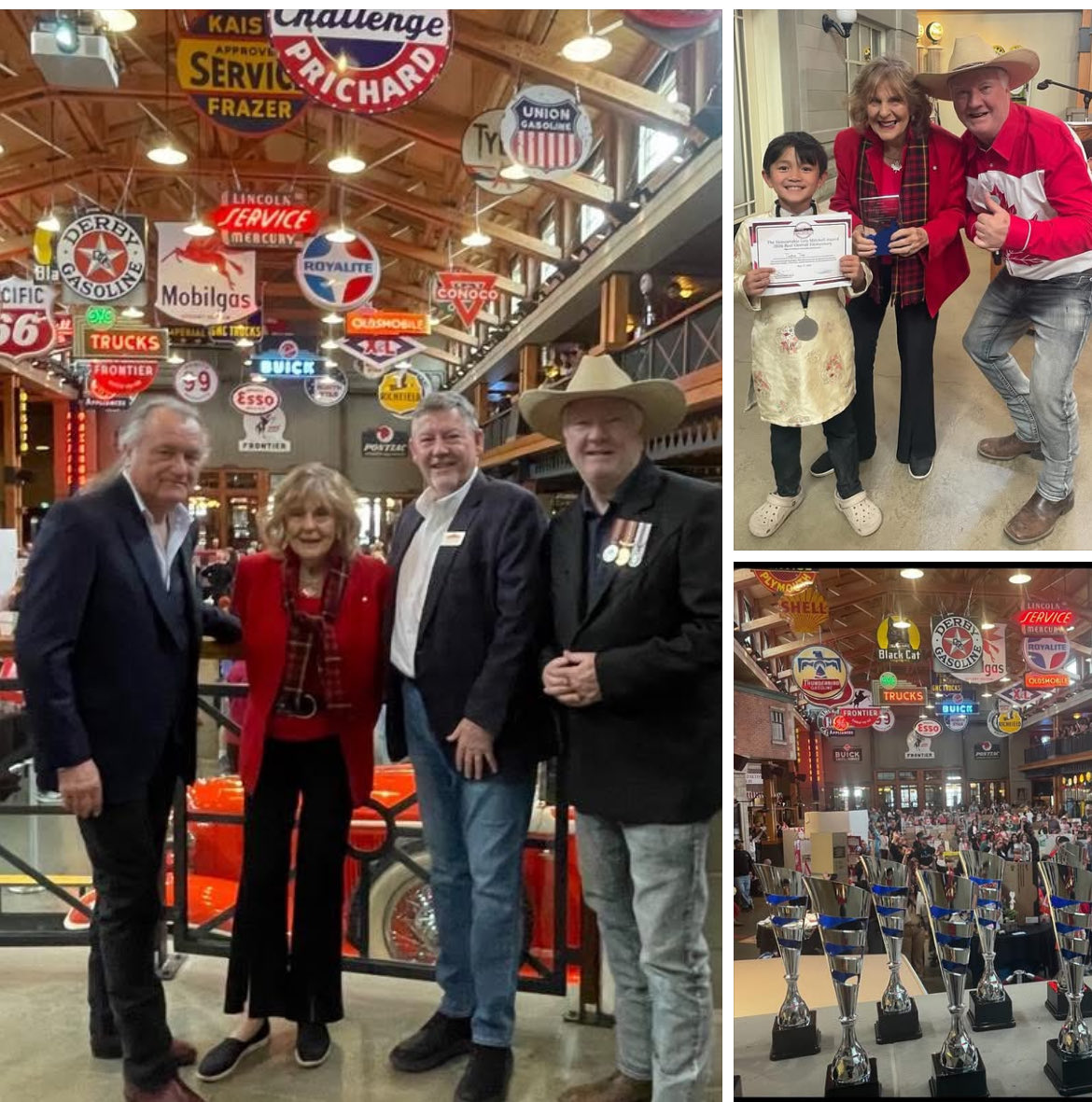 AlbertaHistory's tweet photo. What a fabulous 2026 Calgary &amp; Central Alberta Regional Heritage Fair at the new home of the event, Gasoline Alley at Heritage Park!  Pictured are Honourable Lois Mitchell, Lindsey Galloway, president of Heritage Park, myself and Larry Wasyliw from the Bow Valley Ranche. https://t.co/NwfzDRe9nf