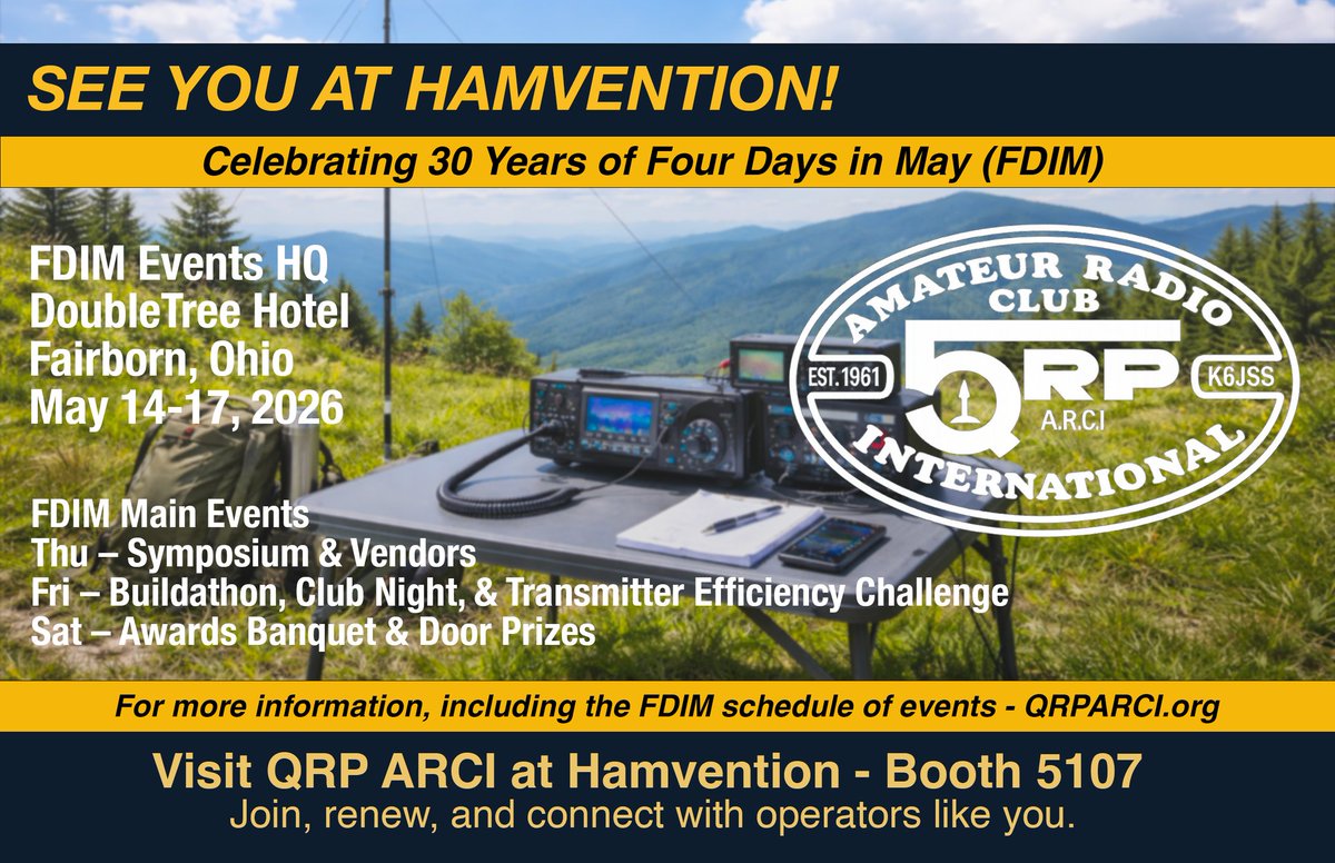 qrp_arci's tweet photo. Four Days in May is nearly here. #fdim #hamvention #hamradio #AmateurRadio #qrp https://t.co/bzxeYviqHM