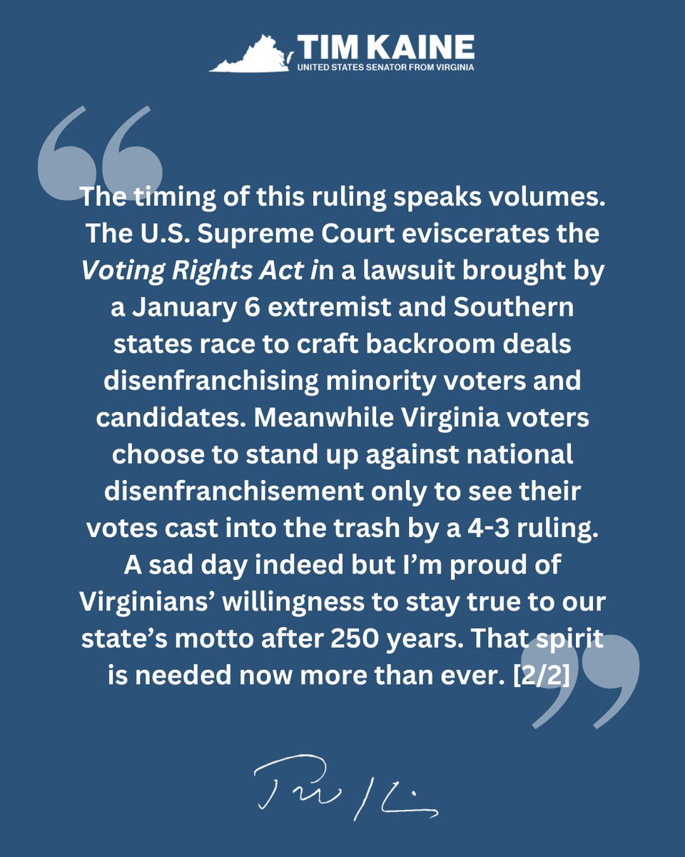 Senator Tim Kaine tweet media