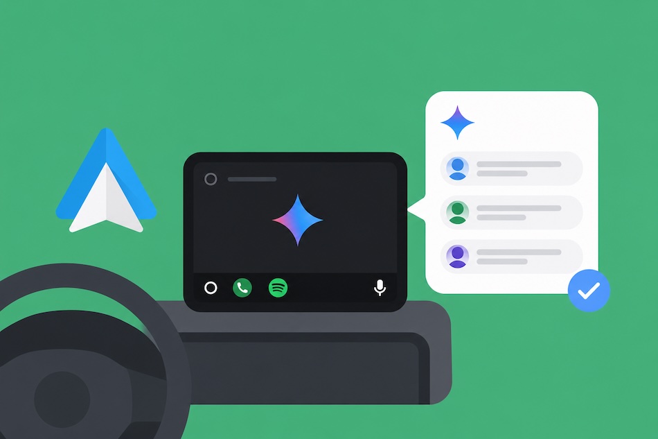 FunInformatique's tweet photo. Android Auto intègre désormais Gemini : fini les messages un par un

🚗 Tu conduis, ton groupe WhatsApp explose.

Avant : tu subissais chaque notification. Maintenant : Gemini te résume tout en une phrase.

https://t.co/iWUR4OwEOX https://t.co/L5EEJywtlC