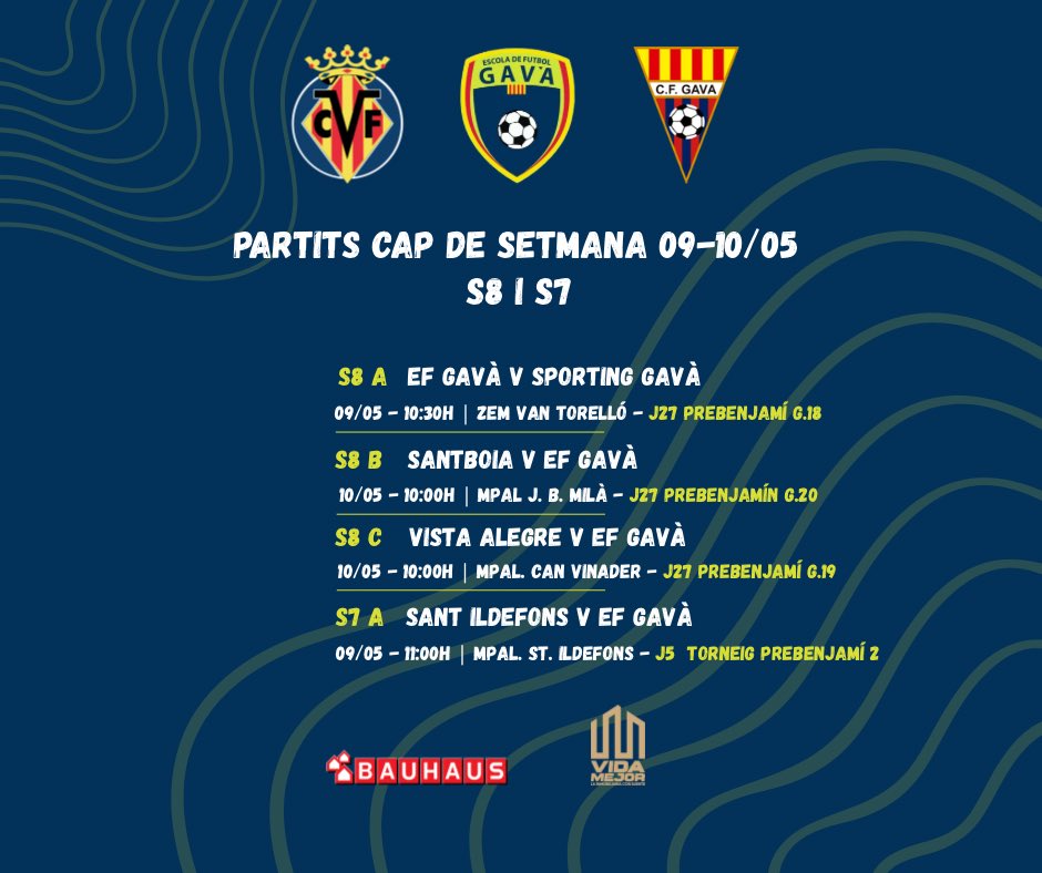 EFGava's tweet photo. 🔵🟢PARTITS

Ja estén preparats per a una nova jornada de partits 💪💪

Entren ja en la recta final i els nostres equips segueixen lluitant pels seus objectius 🎯🎯

A gaudir i disfrutar 🤩🤩

Molta sort a tots i totes 🍀🍀

#oleolegavà #somefgavà #mareagroga #futbol #futbolbase https://t.co/cS0uhhu3nI