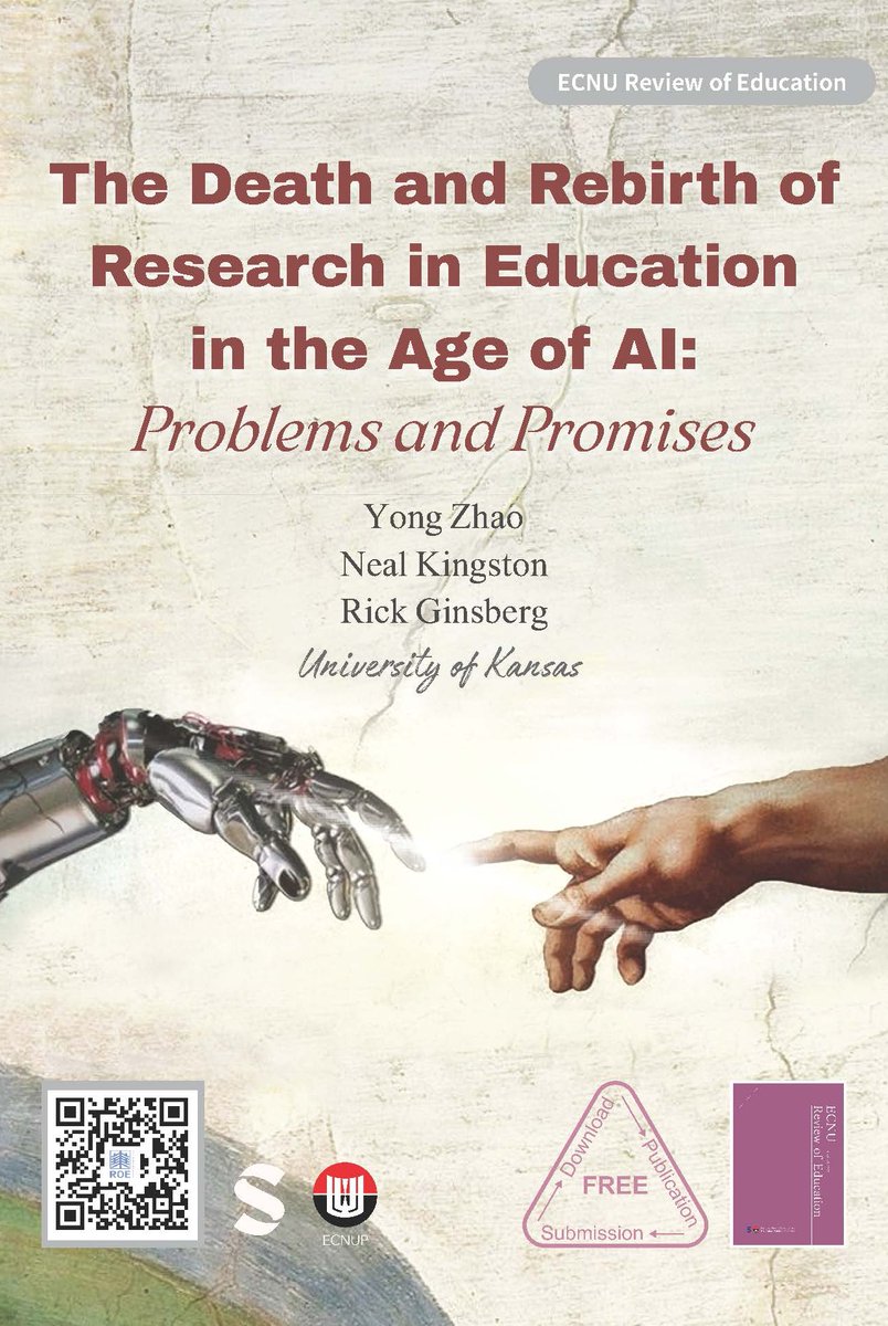 EcnuE's tweet photo. AI is shaking up how we do research. 
Yong Zhao @YongZhaoEd, Neal Kingston &amp; Rick Ginsberg @RickGinsberg @KUSOEHS explore the death of old methods and a rebirth with new tools, pluralism, and ethical thinking.
