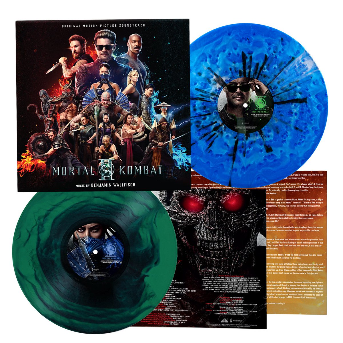waxworkrecords's tweet photo. FINISH HIM! Today in partnership with WaterTower Music, we are thrilled to release the epic soundtrack to MORTAL KOMBAT II by Benjamin Wallfisch! Test your might and pick up a copy on “Johnny Cage” and “Otherworld” colored vinyl! Deluxe packaging, pulsing EDM beats, and killer album art will have you performing finishing moves on your opponents all night long! On Sale Now! https://t.co/TGTNDKBQ3l