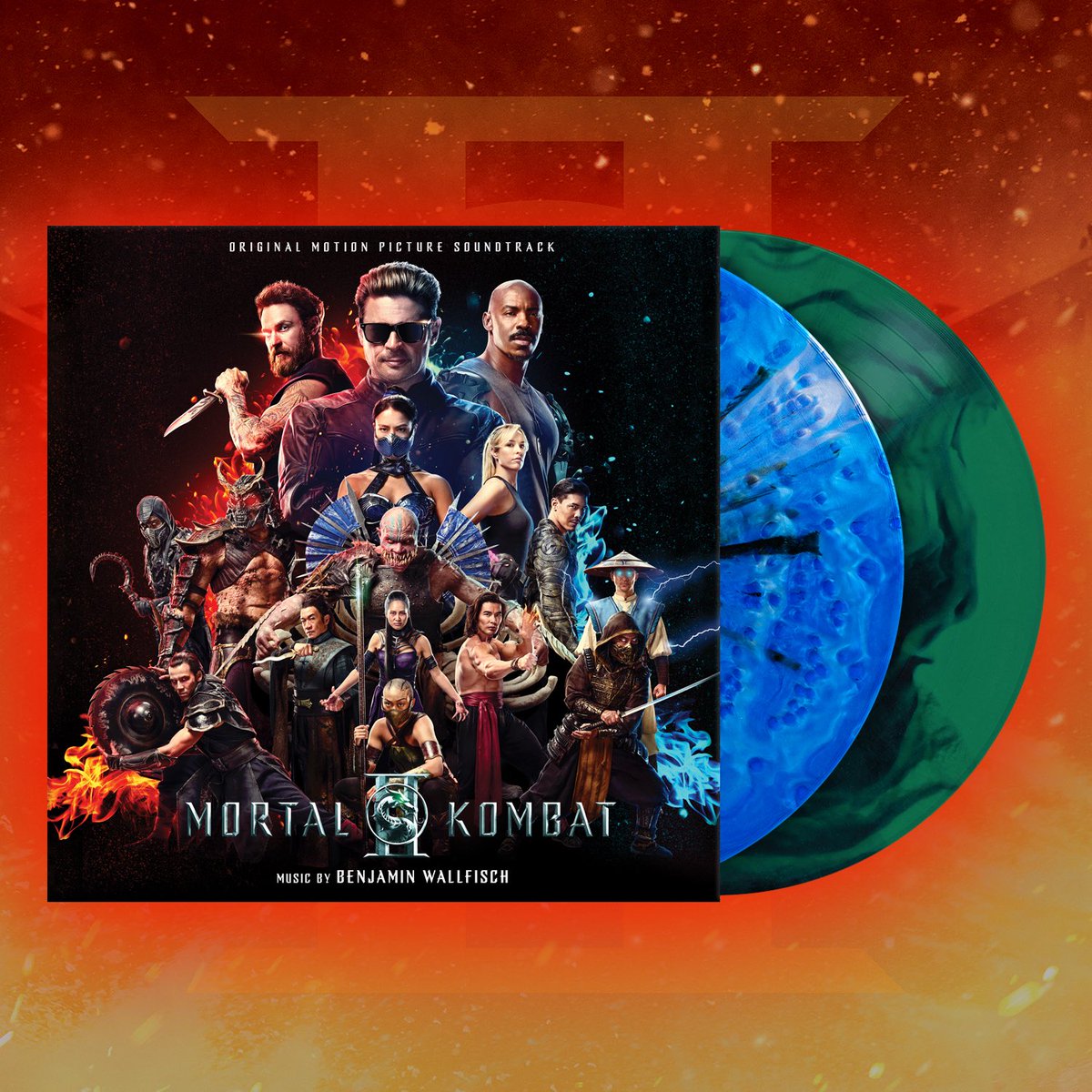 waxworkrecords's tweet photo. FINISH HIM! Today in partnership with WaterTower Music, we are thrilled to release the epic soundtrack to MORTAL KOMBAT II by Benjamin Wallfisch! Test your might and pick up a copy on “Johnny Cage” and “Otherworld” colored vinyl! Deluxe packaging, pulsing EDM beats, and killer album art will have you performing finishing moves on your opponents all night long! On Sale Now! https://t.co/TGTNDKBQ3l