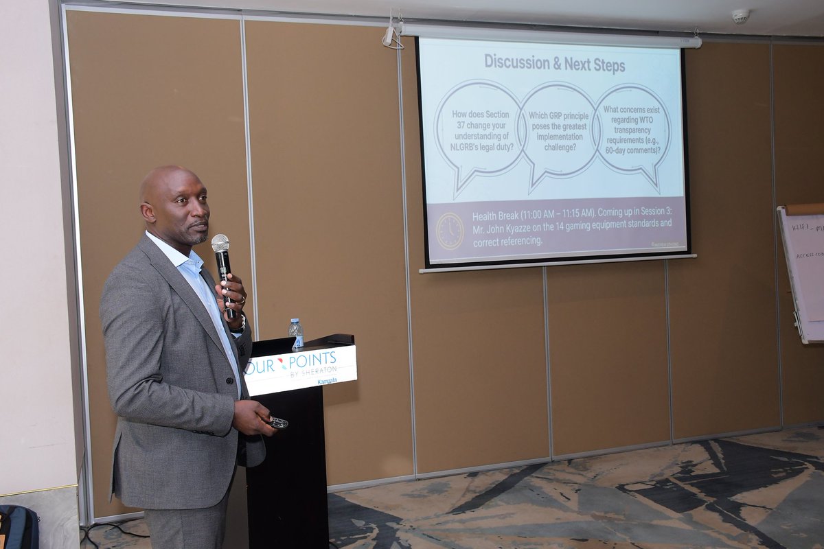 lgrb_uganda's tweet photo. Earlier today, the @UNBSug hosted a technical workshop with @lgrb_uganda on the Global Standards Approach, as guided by the World Trade Organization (WTO) and the Technical Barriers to Trade (TBT) Agreement.

The session introduced the National Lotteries and Gaming Regulatory Board to the key requirements for developing and implementing technical regulations in the gaming sector, an important step toward strengthening integrity, operator compliance and consumer protection in Uganda.

“The standards are in place to ensure fairness to players, while also guaranteeing that gaming equipment is safe, reliable, and fit for purpose,” said Andrew Othieno, Manager Standards at Uganda National Bureau of Standards.

The National Lotteries and Gaming Regulatory Board remains dedicated to adopting global best practices that promote transparency, public confidence, and a well-regulated gaming industry.

#ResponsibleGamingUg 
#NLGRB