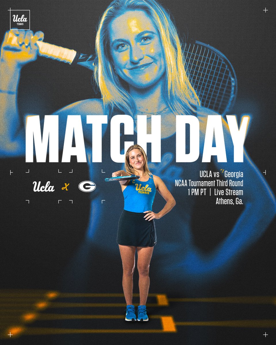 uclawtennis's tweet photo. Trying to extend our stay.

🆚 No. 1 seed Georgia
📍 Athens, Ga. (Dan Magill Tennis Complex)
⏰ 1 p.m. PT
🖥️ | 📊 https://t.co/c3ud0dSw6V

#GoBruins | #NCAATennis 🎾 https://t.co/Zb90KYsXkr