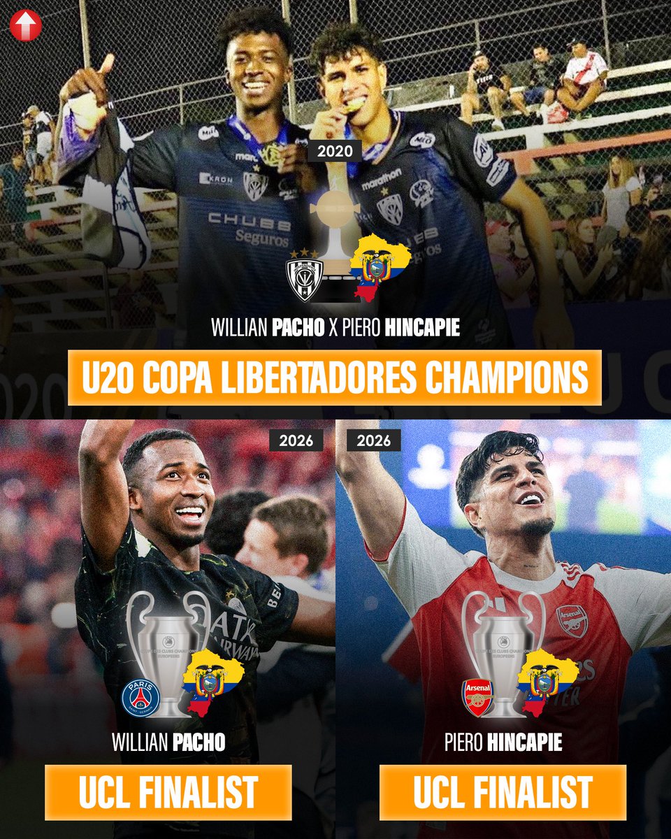 📅 2020: Pacho and Hincapié are Libertadores U-20 Champions with Independiente del Valle.

📅 2026: Pacho and Hincapié are going face to face in Champions League Final.

Legends in the making. 😍