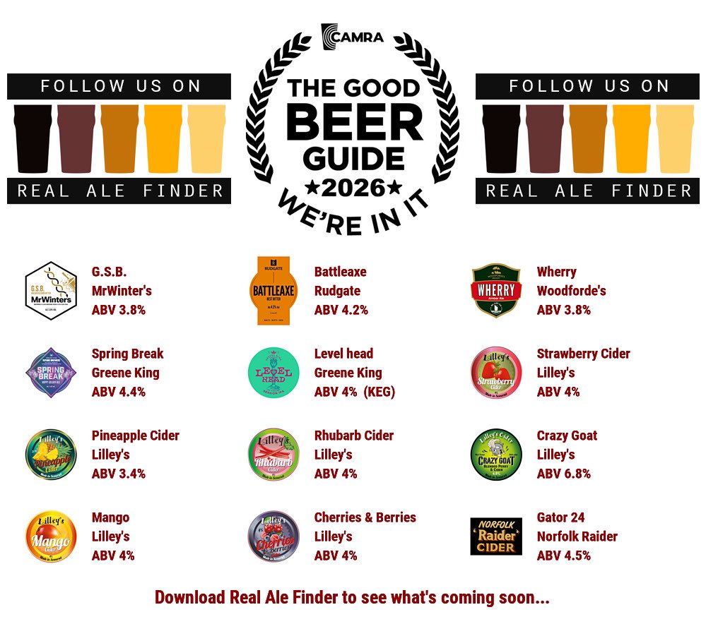 Lollards_Pit's tweet photo. Friday Night Line Up ⬇️
Beer Board: https://t.co/NIqIirzftq
#goodbeerguide @CAMRA_Official @wintersbrewery @rudgatebrewery @WoodfordesBeer  @greeneking @lilleyscider @RaiderCider 
#RealAleFinder #CityOfAle @norwichpubs https://t.co/c4zCSL3NWd