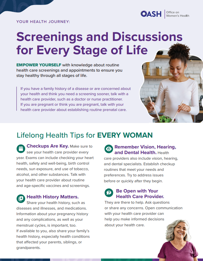 DarahMedicalLLC's tweet photo. This week is National Women's Health Week!

Let's prioritize the well-being of women's health and encourage conversations about making informed decisions.

See below for a fact sheet on screenings for informing and empowering women in their health journey.

#NWHW https://t.co/sErD1pLnEz