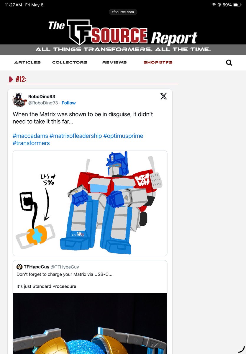 RoboDino93's tweet photo. I made it to #12 on my first #Transformers tweets list by @SixoTF , as far as I know. It was for something that was pretty quick, but I’m glad a lot of people liked it, and I hope that I get on this list again someday.
#optimusprime #matrixofleadership https://t.co/4XNzVKF9NX