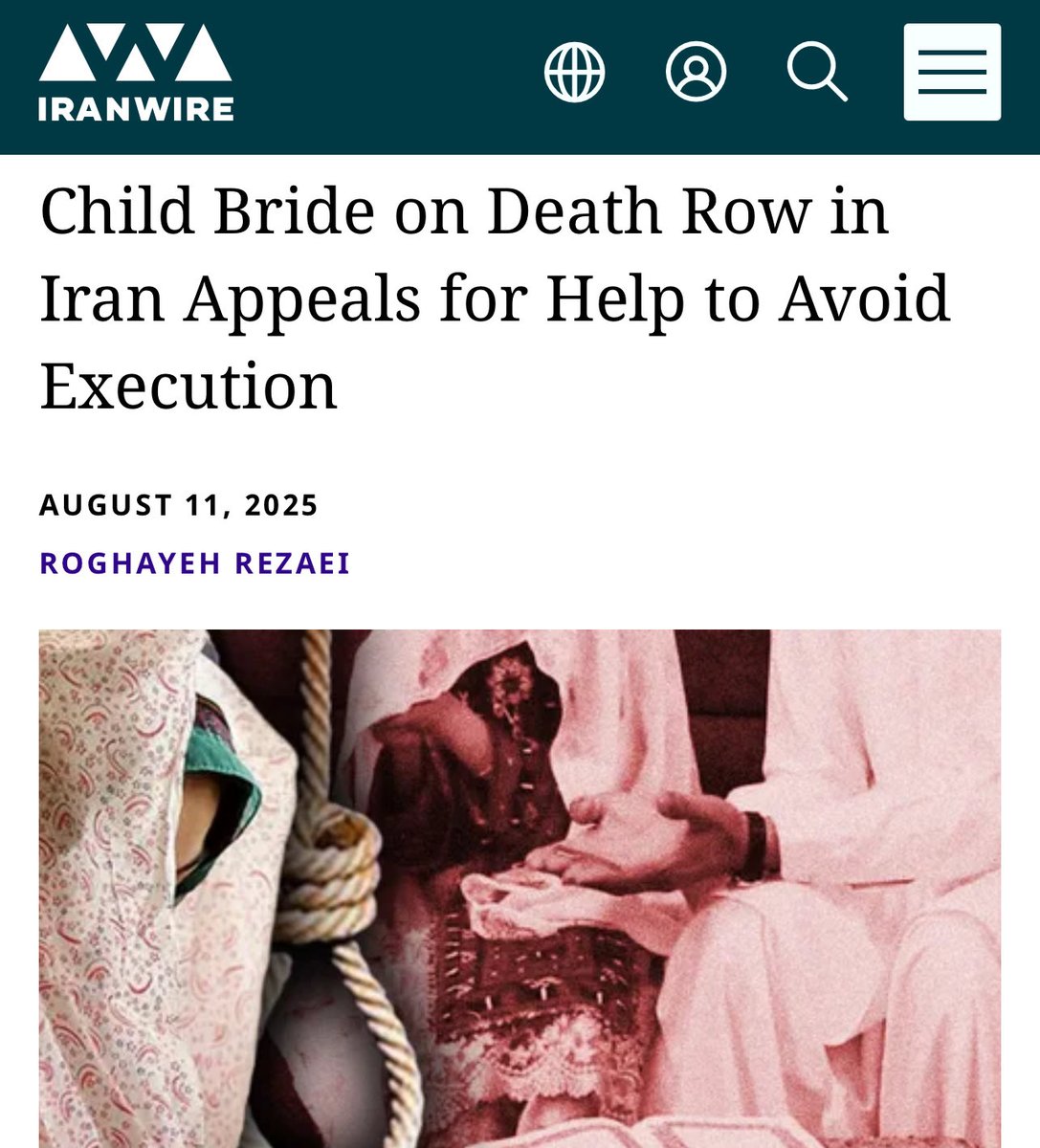 Another victim of Iran’s Islamic regime:

Goli Kouhkan was sold into a forced marriage at the age of 12 to a raging, sadistic beast who turned her into his personal punching bag and rape toy. He kept her locked away like a chained dog, isolated, humiliated, beaten, and violated
