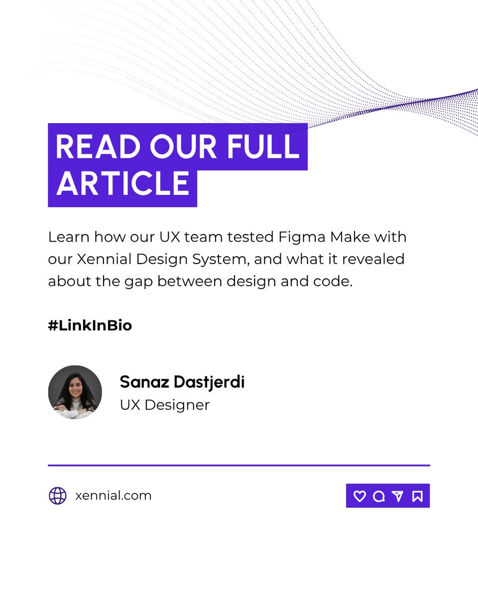 xennialinc's tweet photo. Sanaz recently tested the limits of Figma Make with our XI Design System. While it nails the visual brand, the jump from "design instance" to "actual code" still has some hurdles to clear.

Article Here: 🔗 https://t.co/Wtm0vSl9J3 https://t.co/sI0LGdeYqc