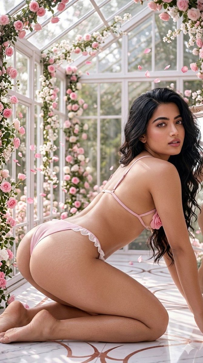 Dreamy Romantic Lingerie Portrait in a Rose Greenhouse