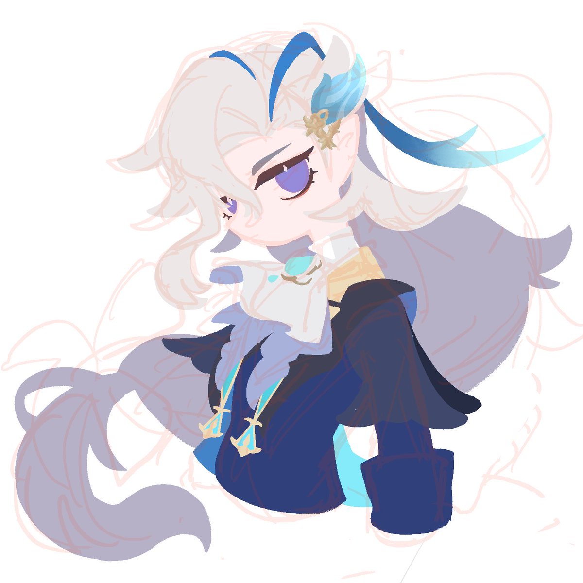 gohan_0909's tweet photo. 完全自己流主線なし絵の描き方
①適当にラフ

②ラフレイヤーを薄くして上に配置、パーツごとに適当に色を仮置く

③クリッピングやらアルファロックやらをこねくり回りながら模様とか影とか適当に書き込み

④完成 https://t.co/M7eB6qnY1F