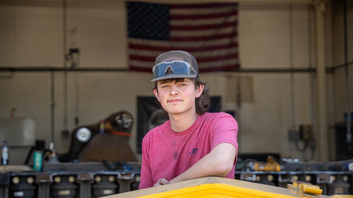 AJACtraining's tweet photo. Earlier this week, we were in Spokane taking photos of our 2026 graduates and made a stop in Latah, a small town 35 miles south of Spokane to meet Broc, one of AJAC’s Youth Apprentice graduates from Spokane Valley Tech’s Production Technician program. https://t.co/oHaPtXMr4U