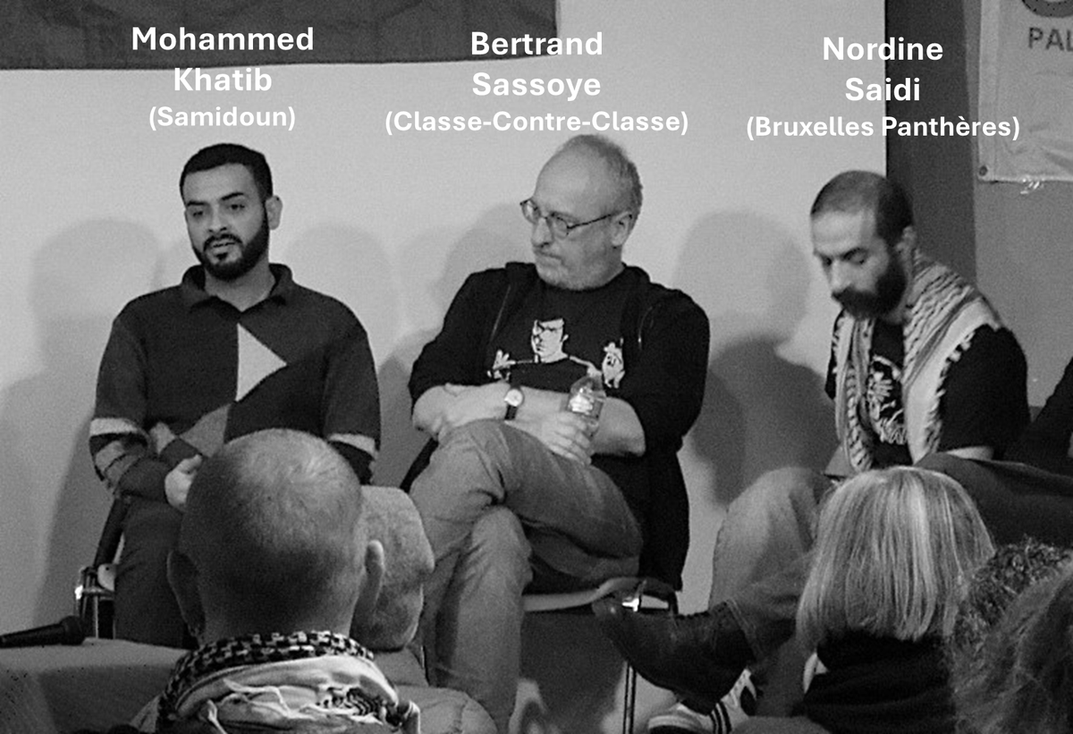 EricMuraille's tweet photo. Rare photo de famille :
- Mohammed Khatib (Samidoun)
- Nordin Saidi (Bruxelles Panthère)
- Bertrand Sassoye (ex CCC, fondateur de Classe-Contre-Classe)
- Myriam de Ly (Charleroi Palestine)
Photo prise en février 2023 à Bruxelles lors d'une soirée Samidoun.