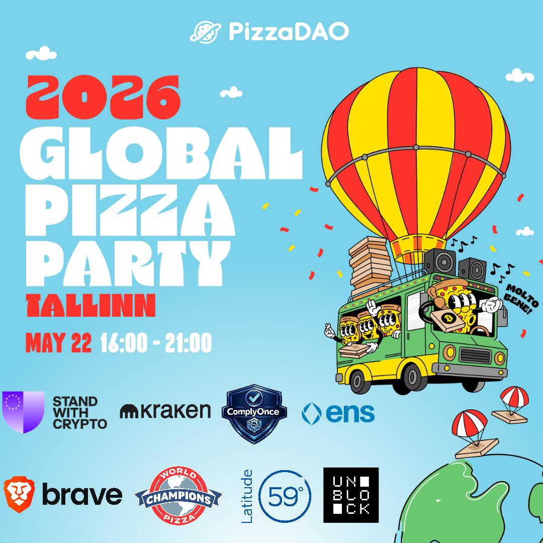web3estonia's tweet photo. 🍕 Global Pizza Party Tallinn is coming to @Latitude59 !

Free pizza &amp; drinks for everyone 🙌

RSVP: https://t.co/XANoYUKI0s

@Pizza_DAO @brave @ensdomains @standwithcrypto @WrldPizzaChamps 

#pizzaday #bitcoin #estonia https://t.co/7AaTbpf13R