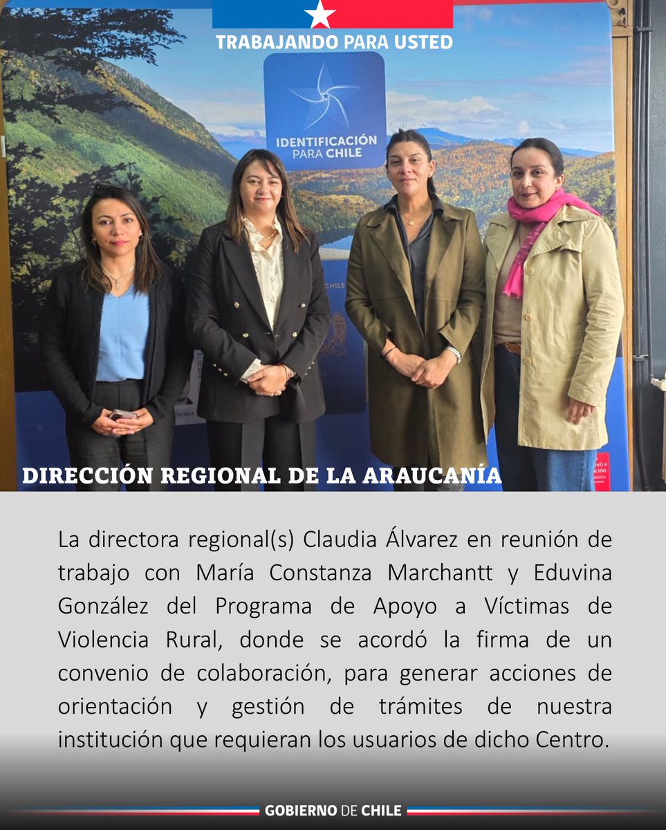 La Directora Regional(s) en reunión de trabajo con el Programa de Apoyo a Víctimas de Violencia Rural, donde se acordó la firma de un convenio de colaboración, para generar acciones de orientación y gestión de trámites de nuestra institución que requieran los usuarios.