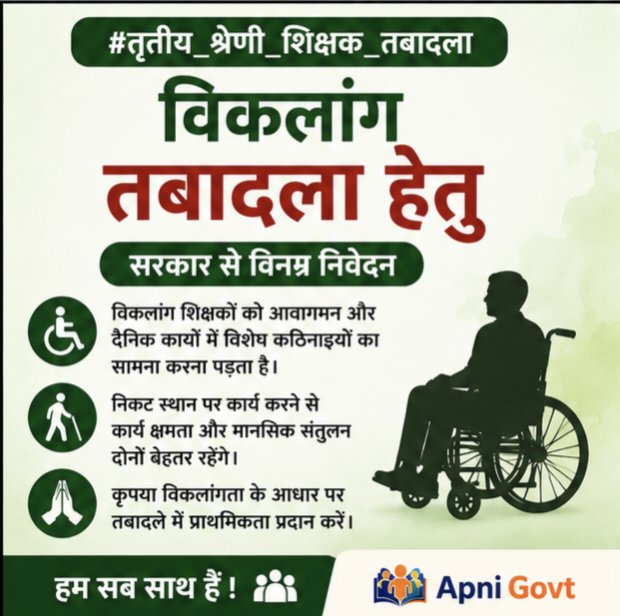 #तृतीय_श्रेणी_शिक्षक_तबादला

शिक्षा मंत्री जी से निवेदन है कि शिक्षकों के ट्रांसफर करे 

फॉलो तो करो भाइयों बहनों
<a href="/BhajanlalBjp/">Bhajanlal Sharma</a> <a href="/madandilawar/">Madan Dilawar</a> <a href="/Apnigovt/">Apni Govt</a> <a href="/ExpertStudyGuru/">Expert Study Guru</a>